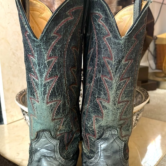 Durango Genuine Leather Distressed Vintage Western Cowboy Boots Green Gray - Picture 6 of 16